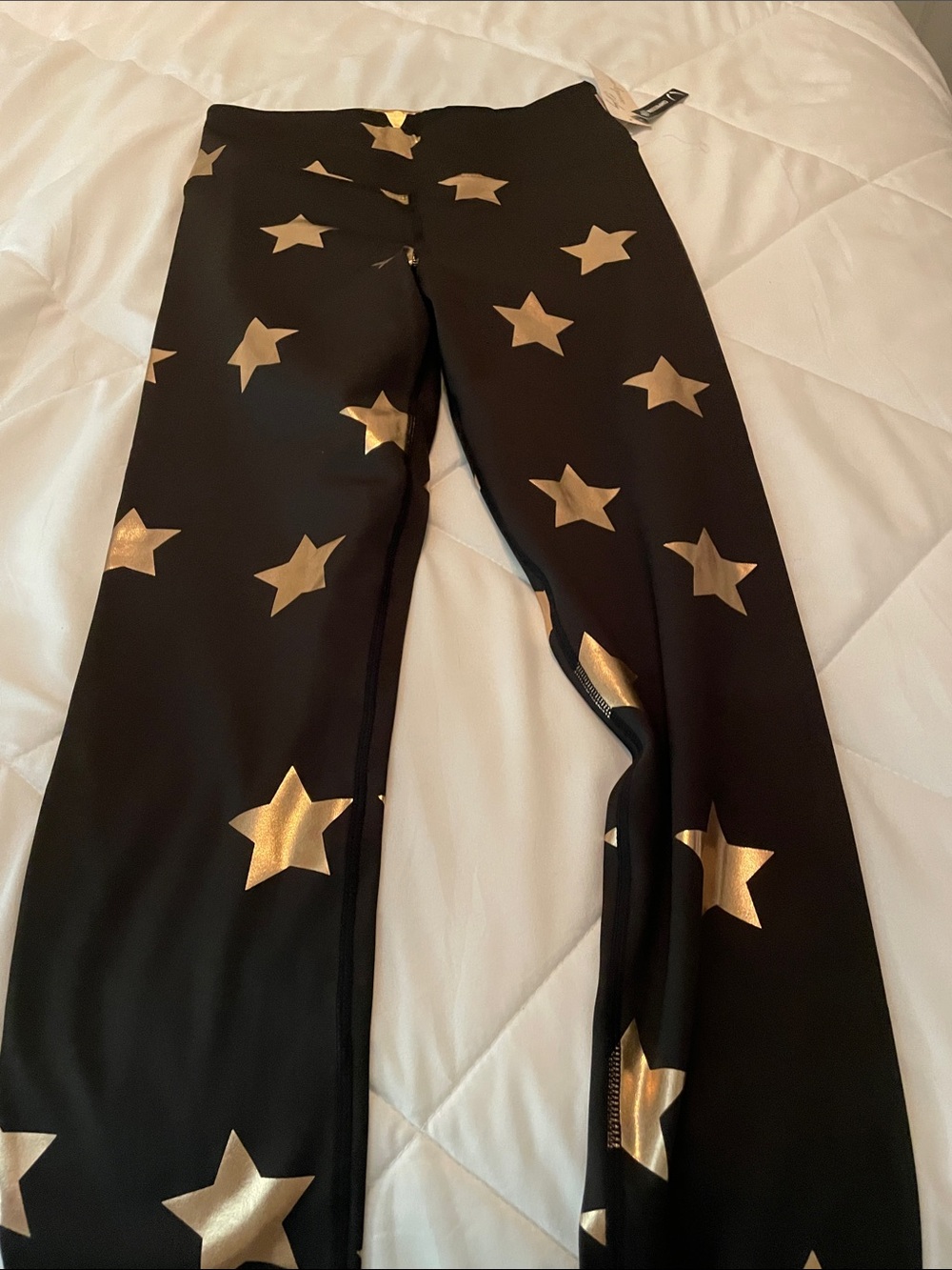 Nanette Lepore Black Leggings with Gold Star Print never worn